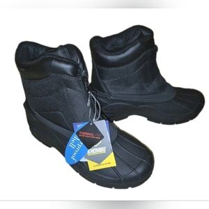 🔥New Khombu 10 US Men's Black Jessie Waterproof Front Zip Snow Boots Thermolite